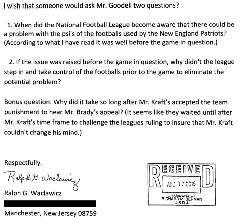Illustration for article titled Here Are The Anti-NFL Letters Fans Sent The Ballghazi Judge